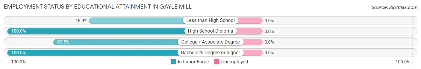 Employment Status by Educational Attainment in Gayle Mill