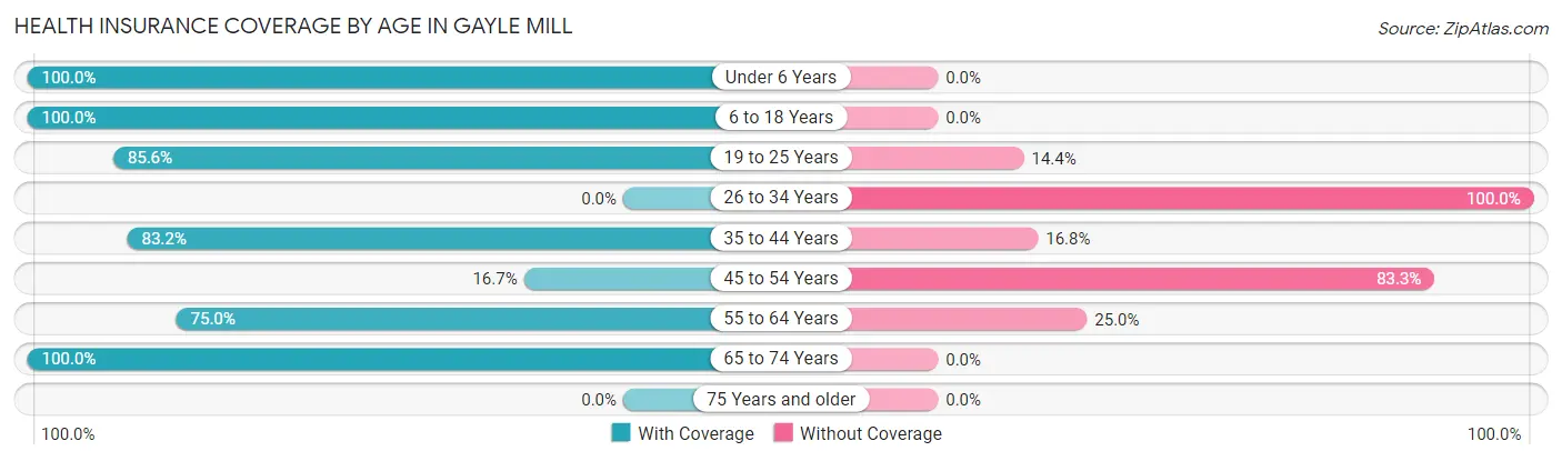 Health Insurance Coverage by Age in Gayle Mill