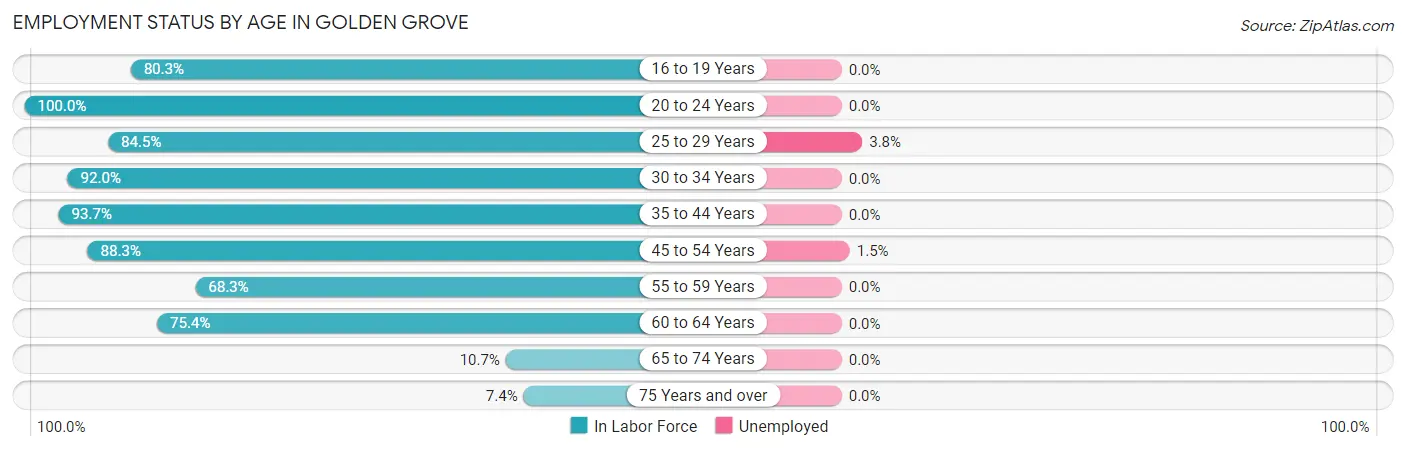 Employment Status by Age in Golden Grove