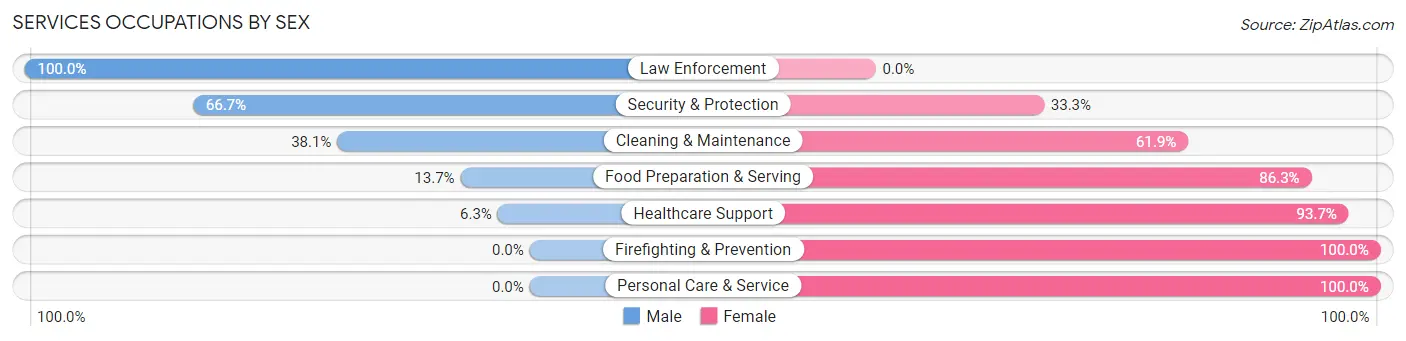 Services Occupations by Sex in Inman