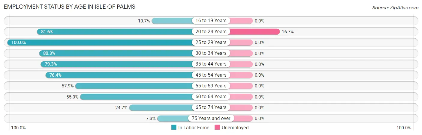 Employment Status by Age in Isle Of Palms