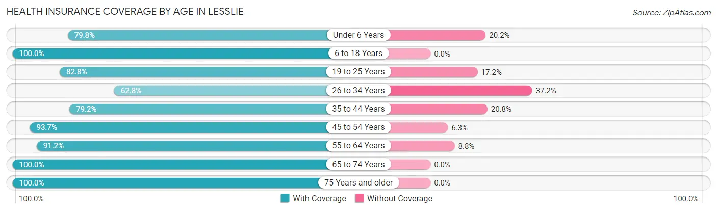 Health Insurance Coverage by Age in Lesslie