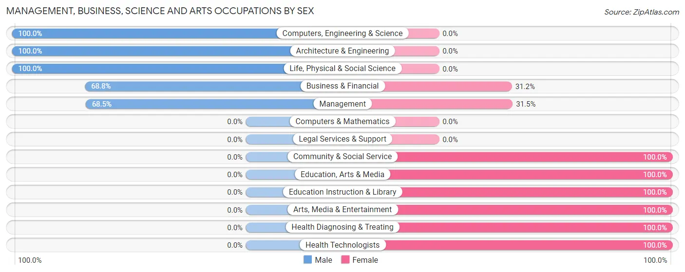 Management, Business, Science and Arts Occupations by Sex in Lesslie