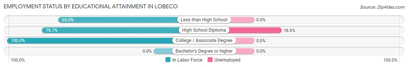 Employment Status by Educational Attainment in Lobeco