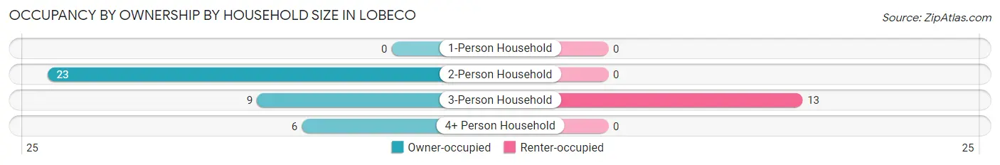 Occupancy by Ownership by Household Size in Lobeco
