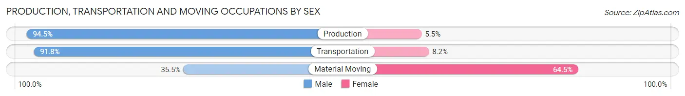 Production, Transportation and Moving Occupations by Sex in Lyman