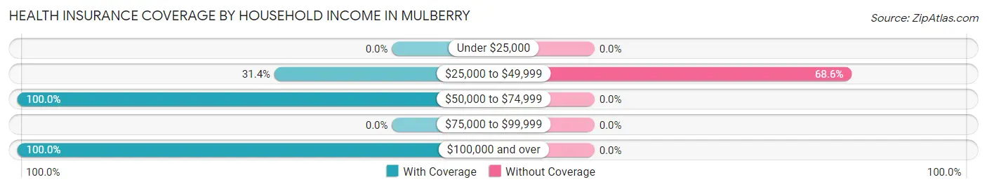 Health Insurance Coverage by Household Income in Mulberry