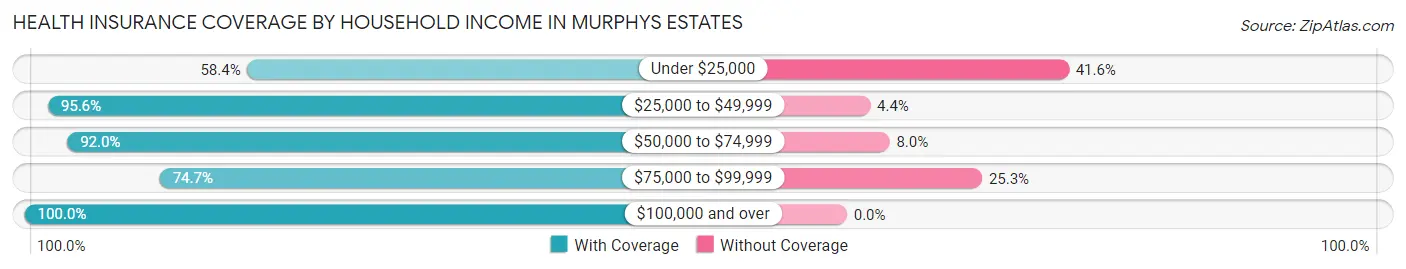 Health Insurance Coverage by Household Income in Murphys Estates
