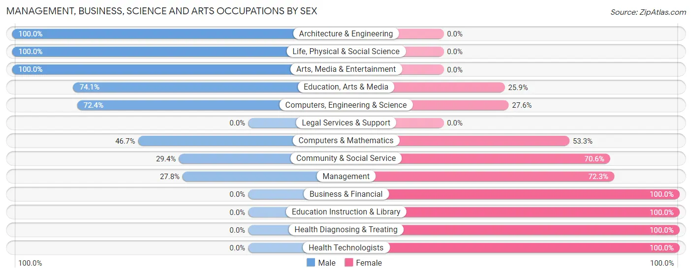 Management, Business, Science and Arts Occupations by Sex in New Ellenton