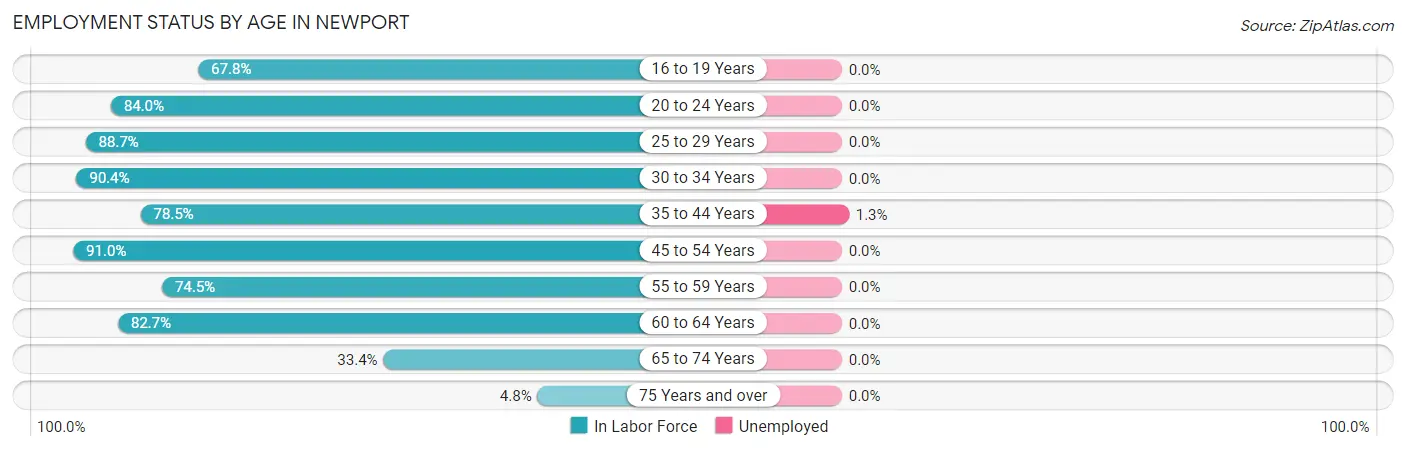 Employment Status by Age in Newport