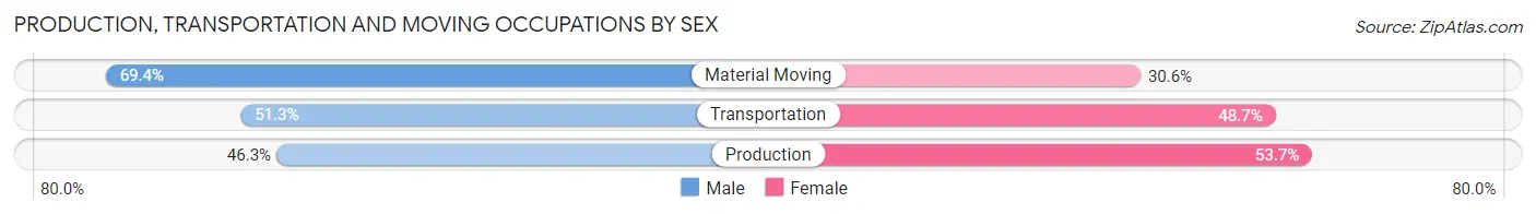 Production, Transportation and Moving Occupations by Sex in Pendleton