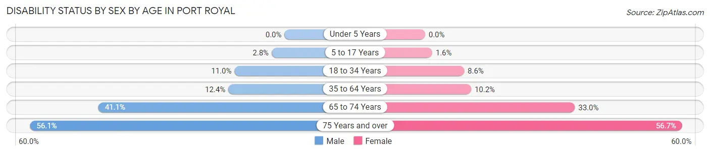 Disability Status by Sex by Age in Port Royal