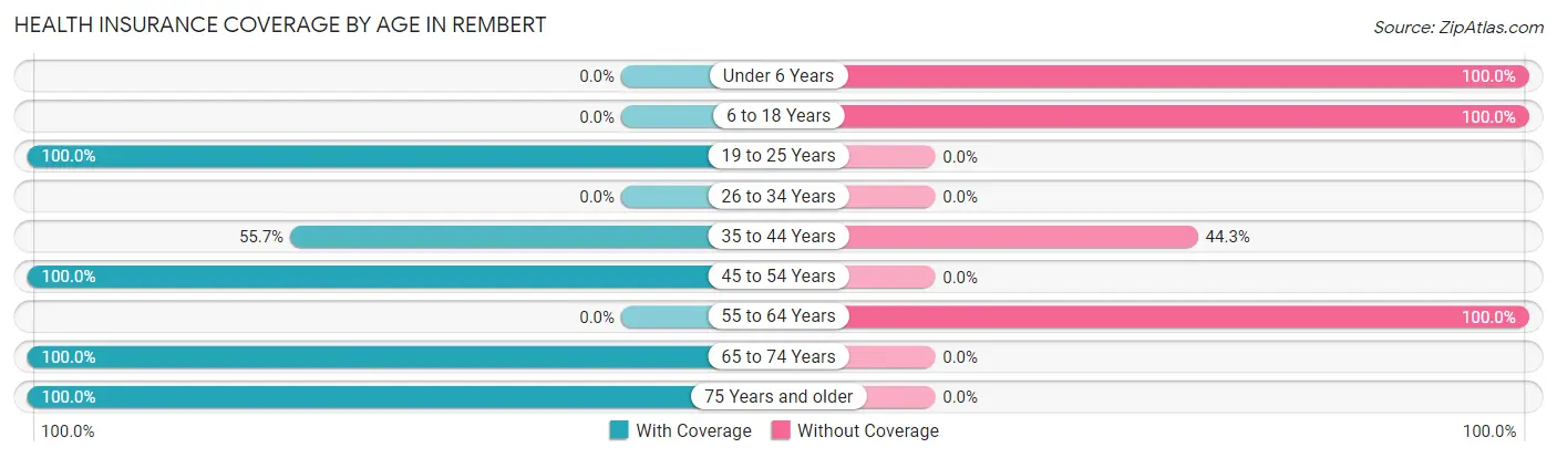 Health Insurance Coverage by Age in Rembert