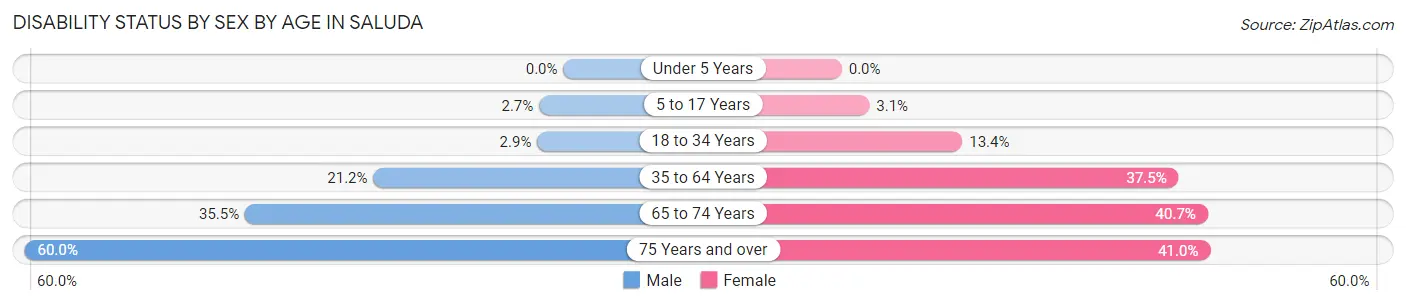 Disability Status by Sex by Age in Saluda