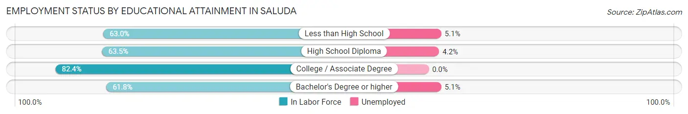 Employment Status by Educational Attainment in Saluda