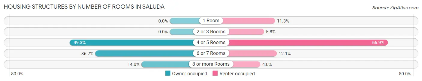 Housing Structures by Number of Rooms in Saluda
