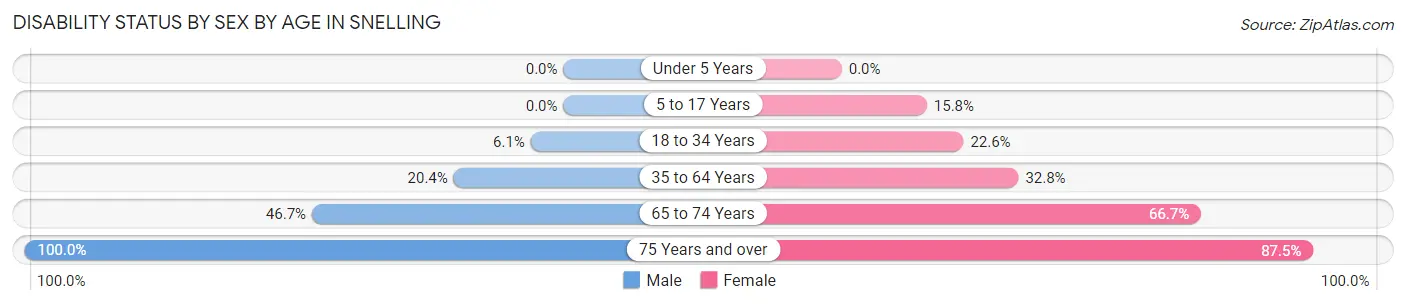 Disability Status by Sex by Age in Snelling