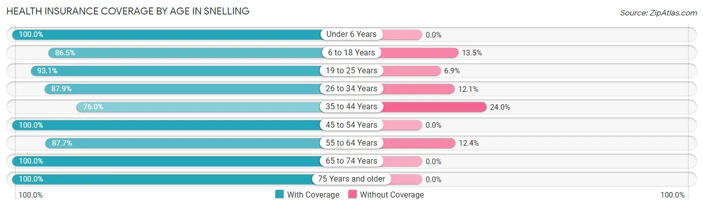 Health Insurance Coverage by Age in Snelling