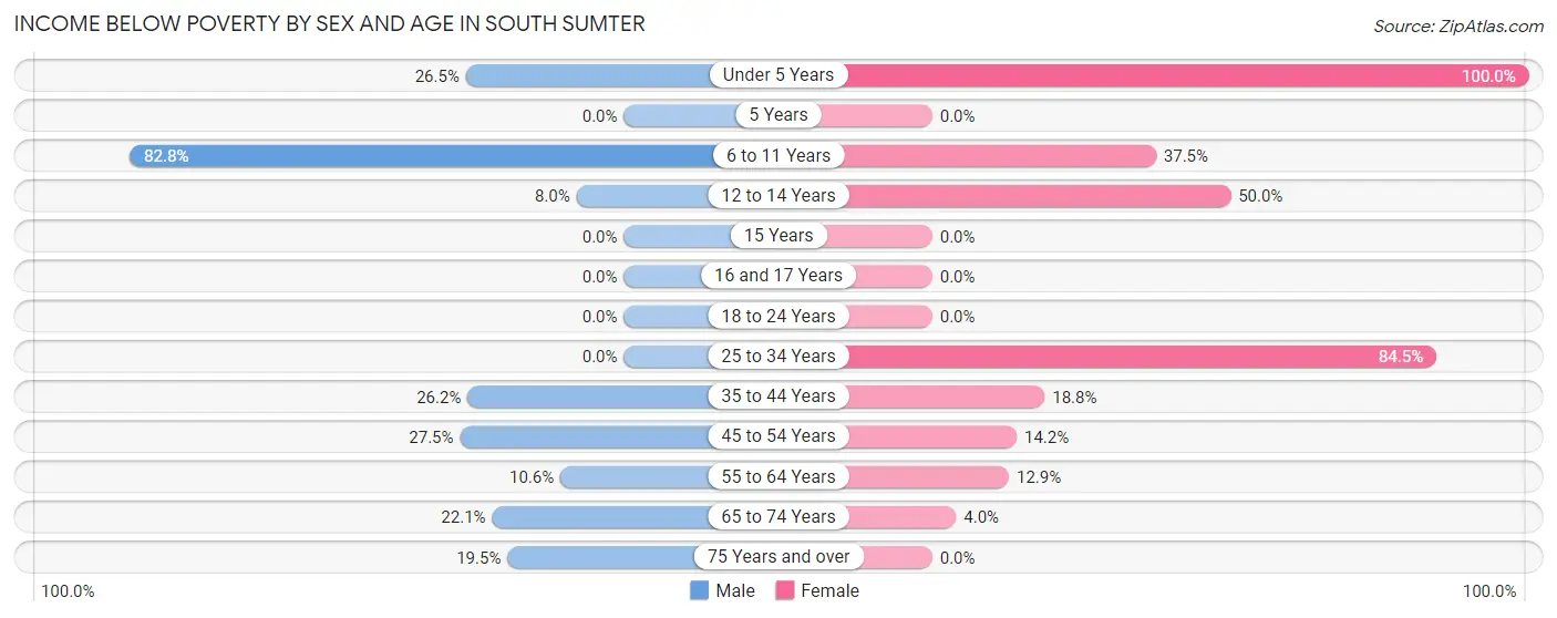 Income Below Poverty by Sex and Age in South Sumter