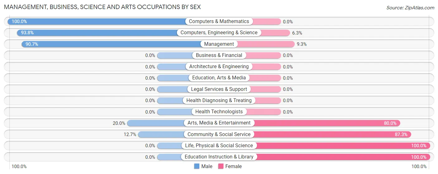 Management, Business, Science and Arts Occupations by Sex in Southern Shops