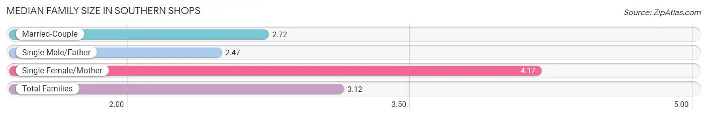 Median Family Size in Southern Shops