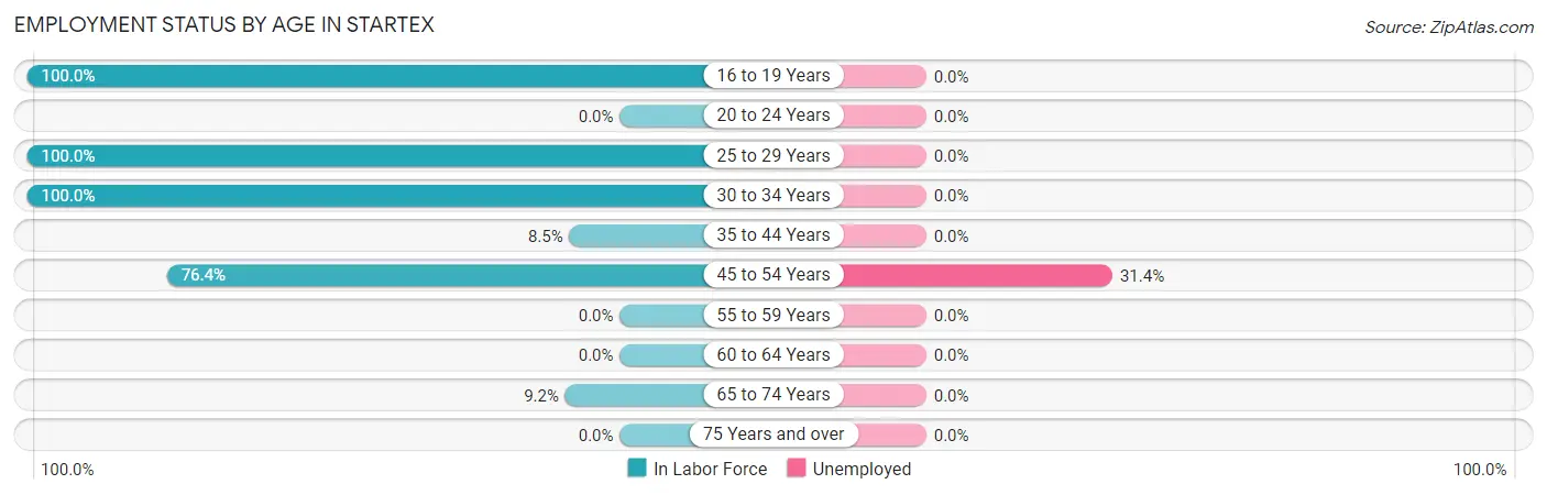 Employment Status by Age in Startex