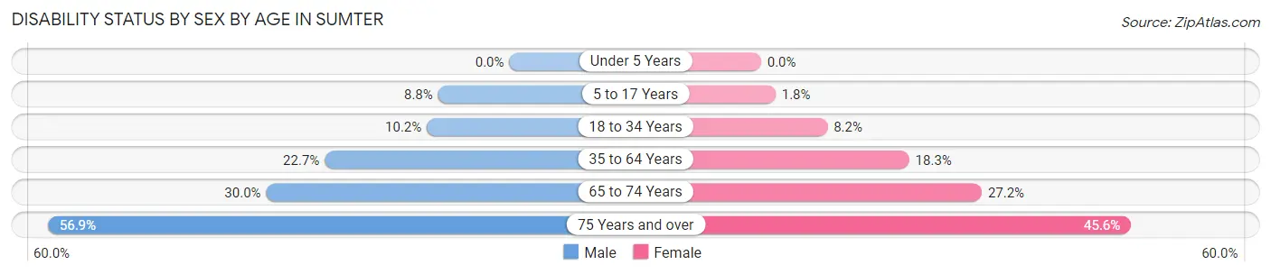 Disability Status by Sex by Age in Sumter