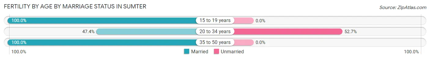 Female Fertility by Age by Marriage Status in Sumter