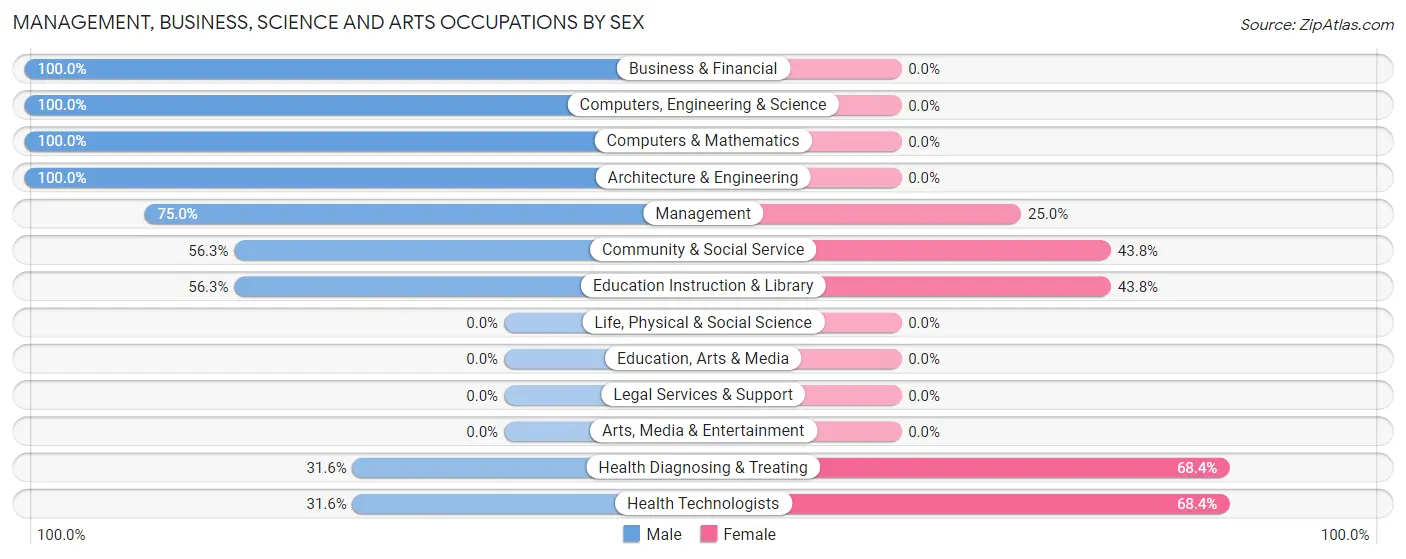 Management, Business, Science and Arts Occupations by Sex in Turbeville