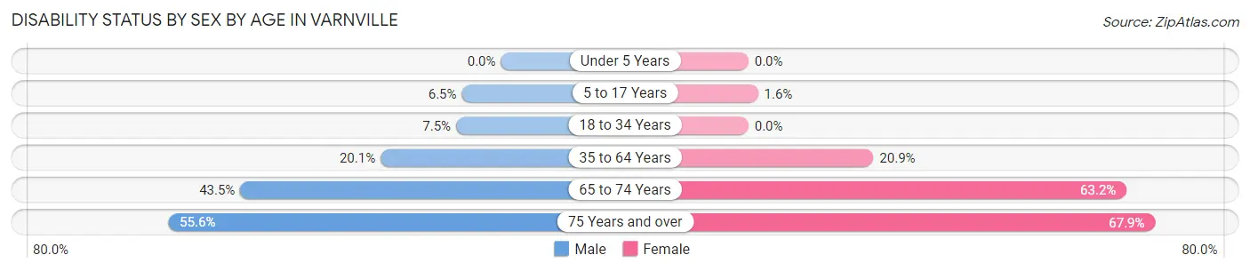 Disability Status by Sex by Age in Varnville