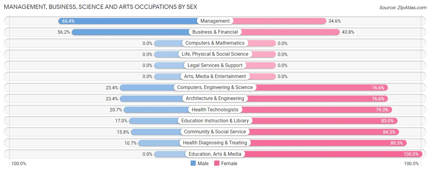 Management, Business, Science and Arts Occupations by Sex in Wellford
