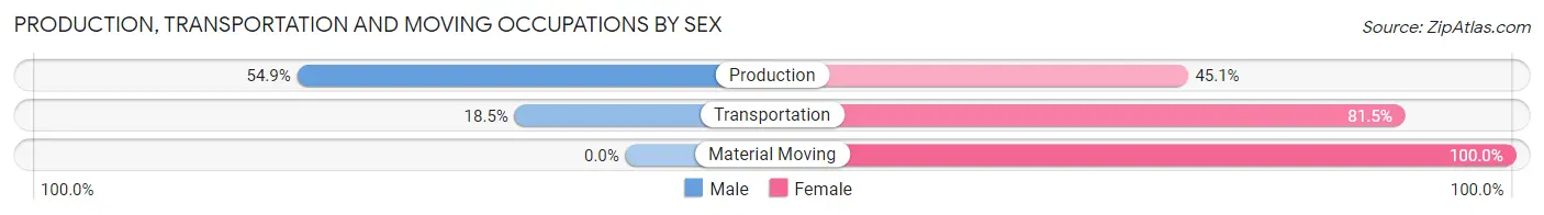 Production, Transportation and Moving Occupations by Sex in Winnsboro Mills