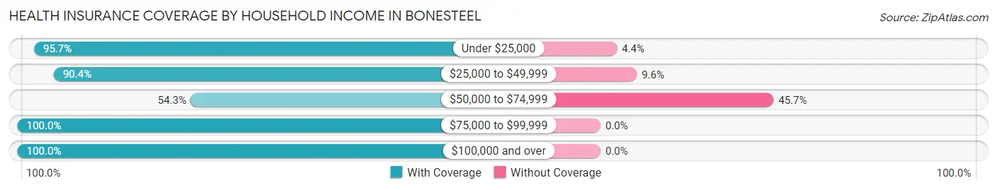 Health Insurance Coverage by Household Income in Bonesteel