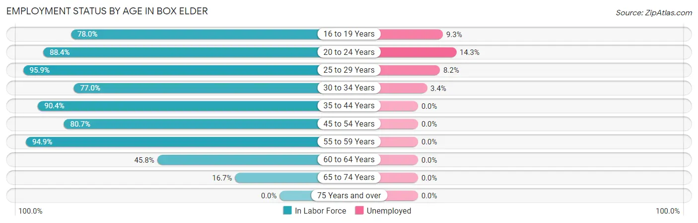 Employment Status by Age in Box Elder