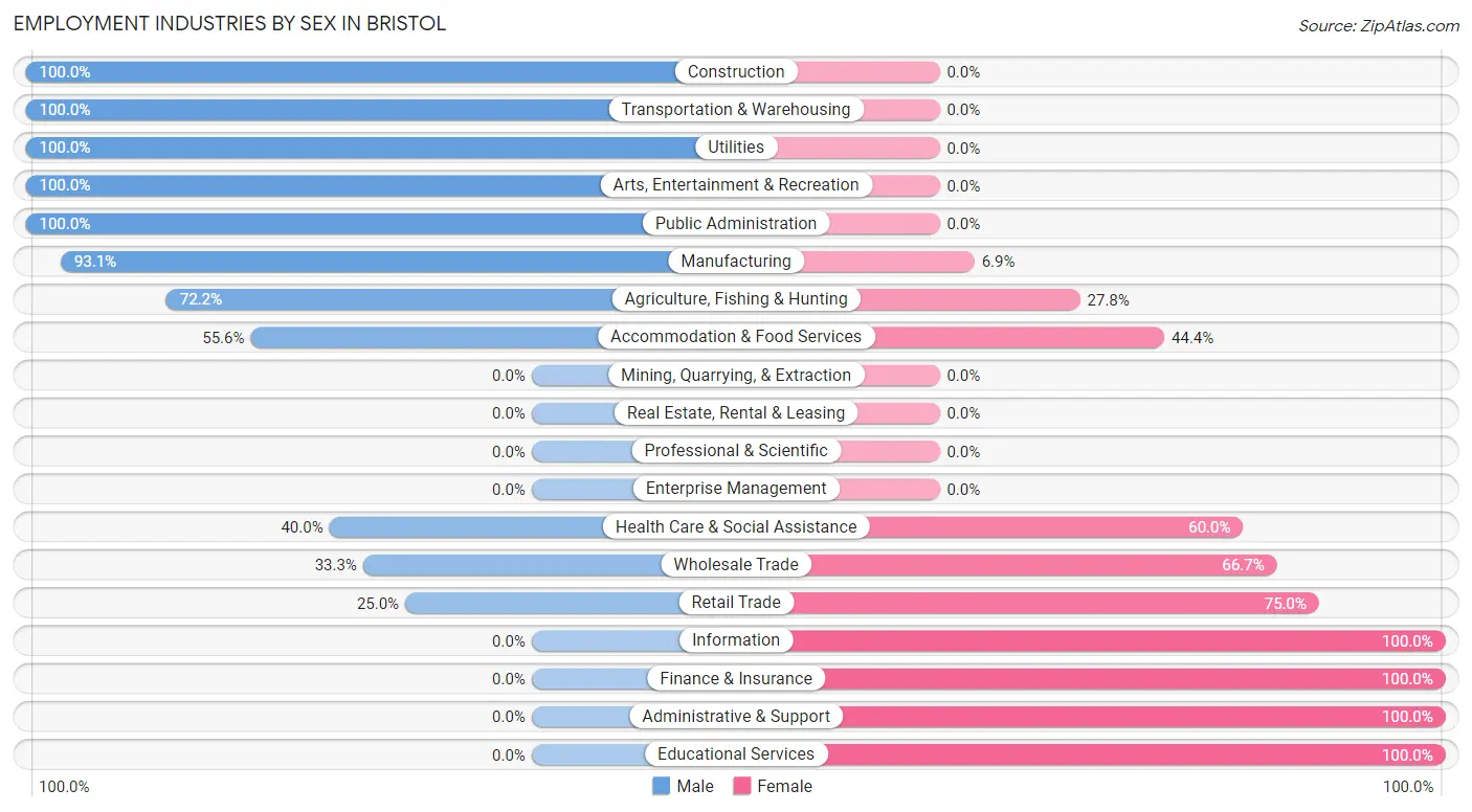 Employment Industries by Sex in Bristol