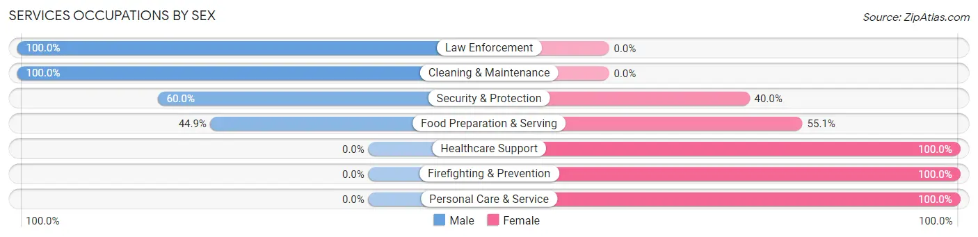 Services Occupations by Sex in Crooks