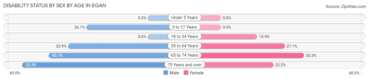 Disability Status by Sex by Age in Egan