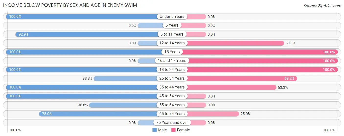 Income Below Poverty by Sex and Age in Enemy Swim