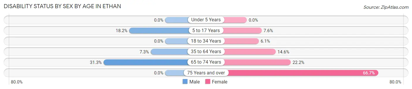 Disability Status by Sex by Age in Ethan