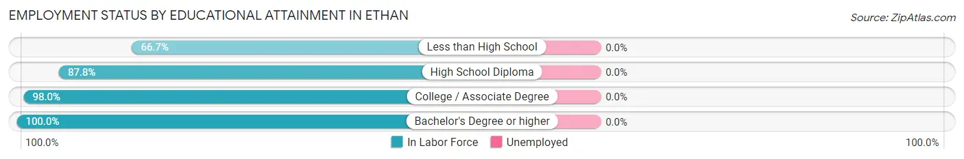 Employment Status by Educational Attainment in Ethan