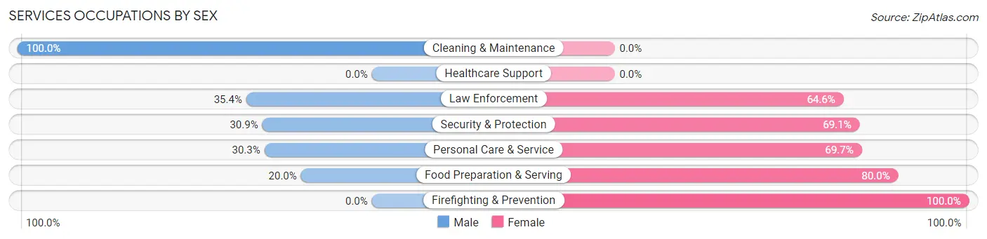 Services Occupations by Sex in Fort Pierre