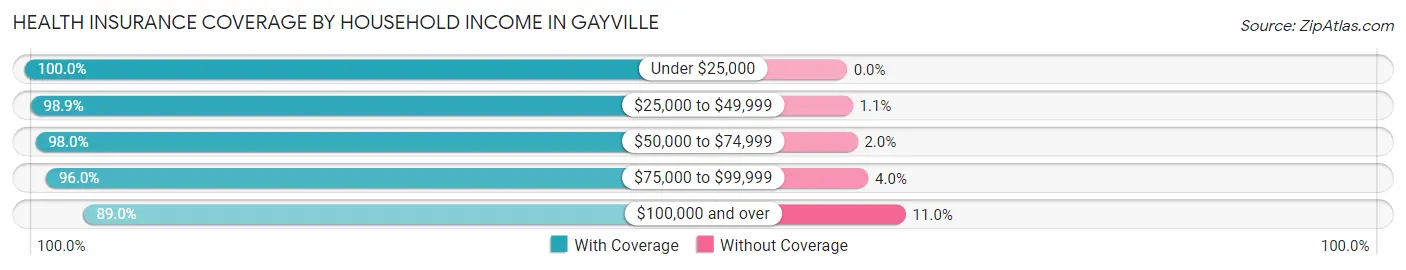 Health Insurance Coverage by Household Income in Gayville