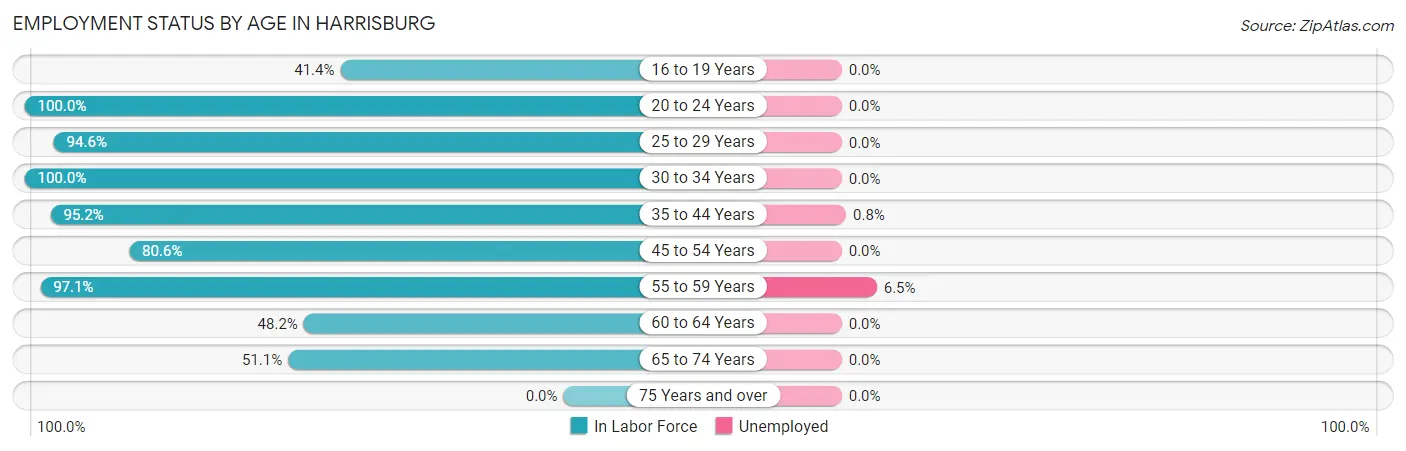 Employment Status by Age in Harrisburg