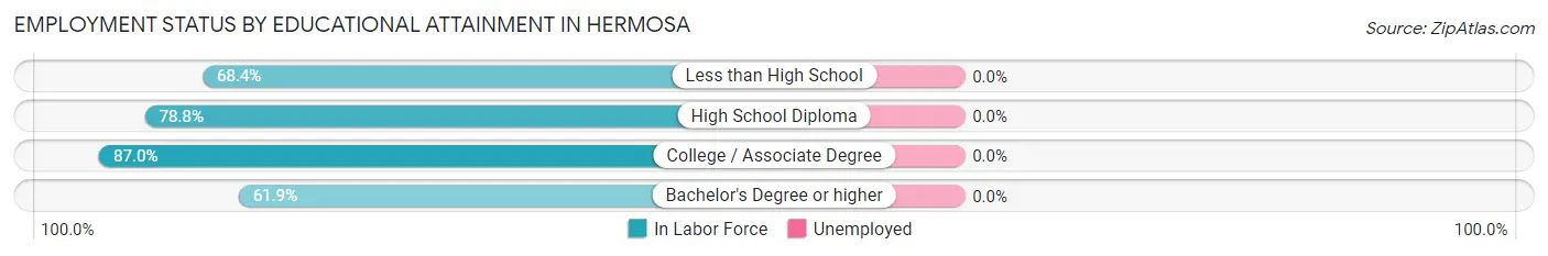 Employment Status by Educational Attainment in Hermosa