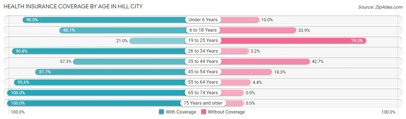 Health Insurance Coverage by Age in Hill City