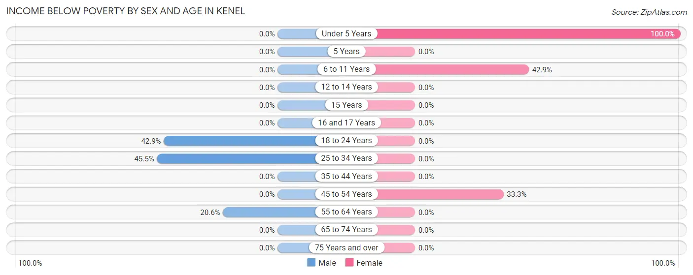 Income Below Poverty by Sex and Age in Kenel