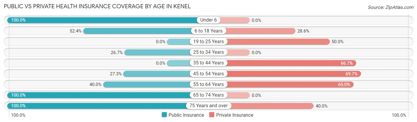 Public vs Private Health Insurance Coverage by Age in Kenel