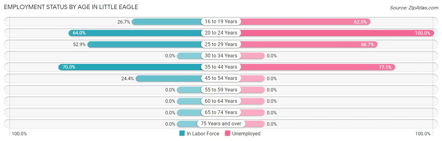 Employment Status by Age in Little Eagle