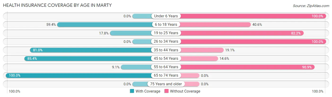 Health Insurance Coverage by Age in Marty
