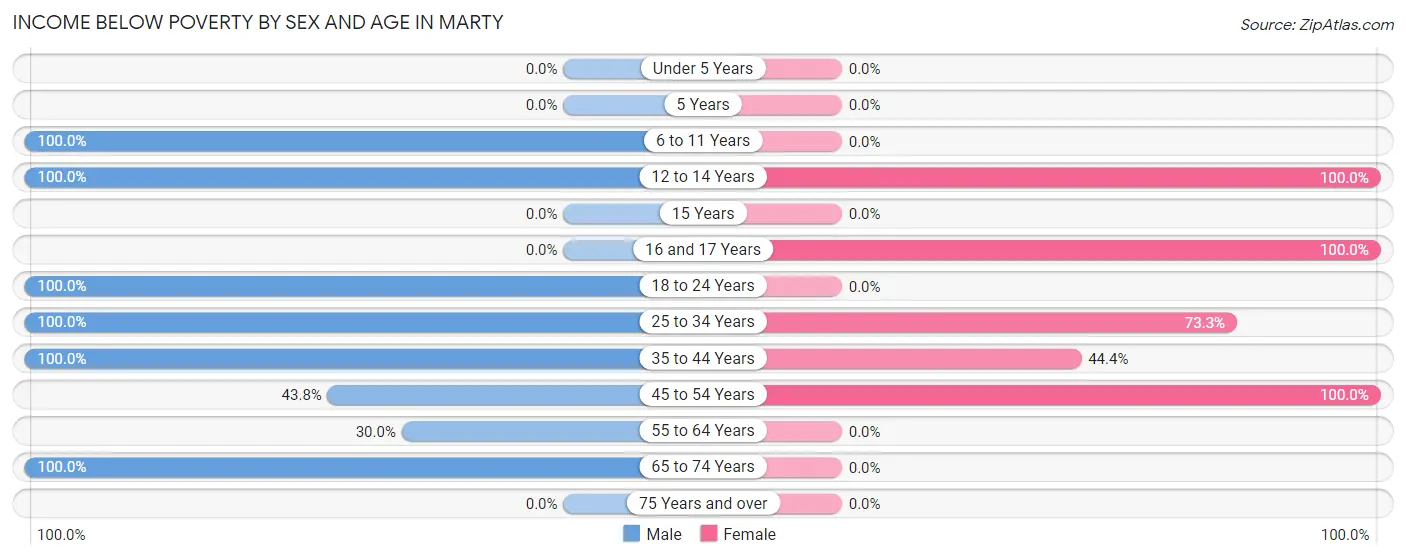 Income Below Poverty by Sex and Age in Marty